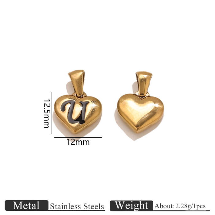 Letter Heart Stainless Steel Pendant Charm, for DIY Necklace Making Daily Wear and Gifts Wholesale