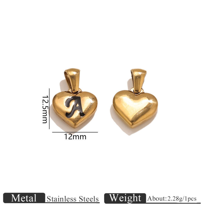 Letter Heart Stainless Steel Pendant Charm, for DIY Necklace Making Daily Wear and Gifts Wholesale