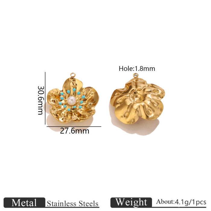 Flower Stainless Steel Pendant Charm, for DIY Necklace Making Luxury Niche Wholesale
