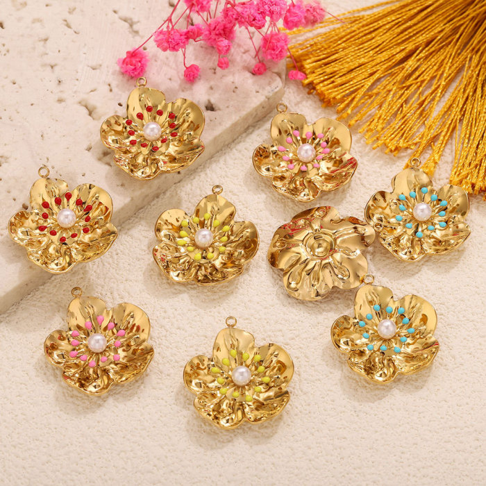 Flower Stainless Steel Pendant Charm, for DIY Necklace Making Luxury Niche Wholesale