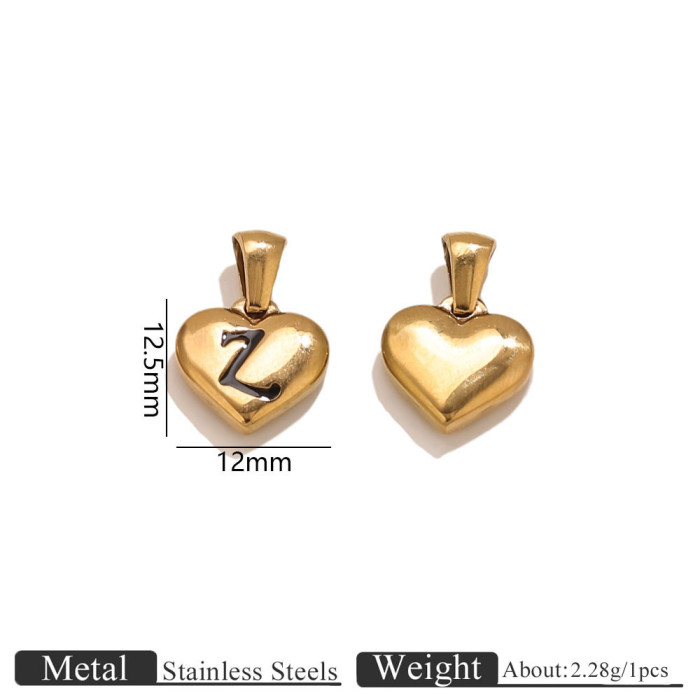 Letter Heart Stainless Steel Pendant Charm, for DIY Necklace Making Daily Wear and Gifts Wholesale