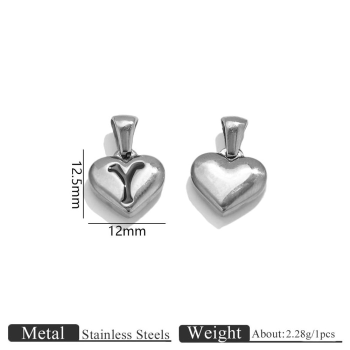 Letter Heart Stainless Steel Pendant Charm, for DIY Necklace Making Daily Wear and Gifts Wholesale