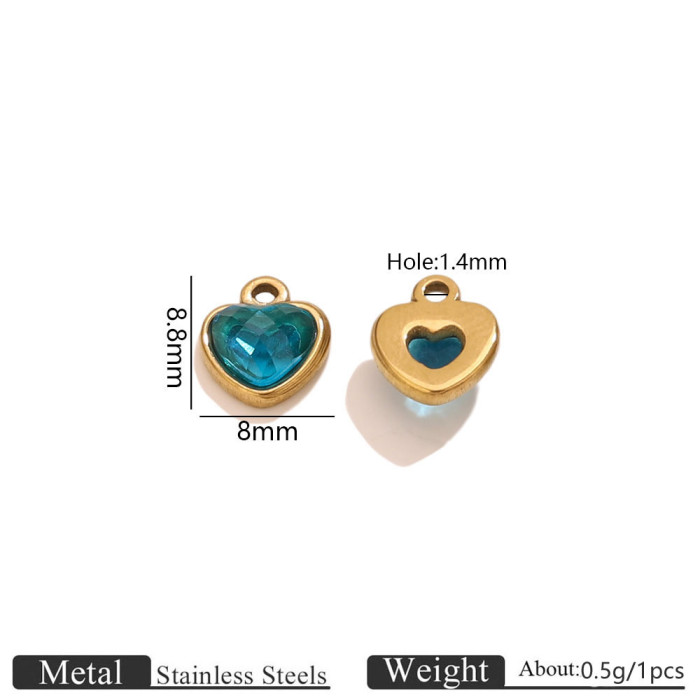 Heart Rhinestone Colorful Stainless Steel Pendant Charm, for DIY Earring & Bracelet & Necklace Making Ideal Gift Wholesale