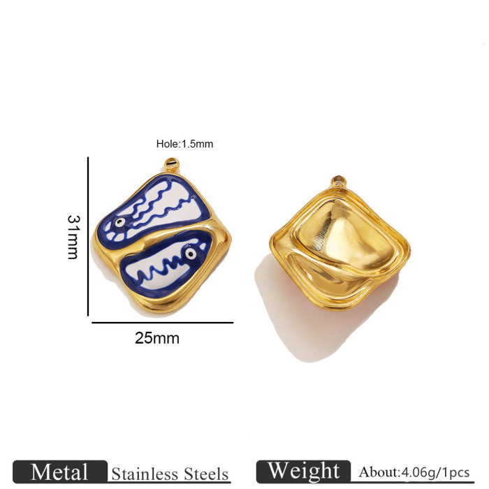 Eye Square Colorful Enamel Stainless Steel Pendant Charm, for DIY Earring & Bracelet & Necklace Making Ideal Gift Wholesale