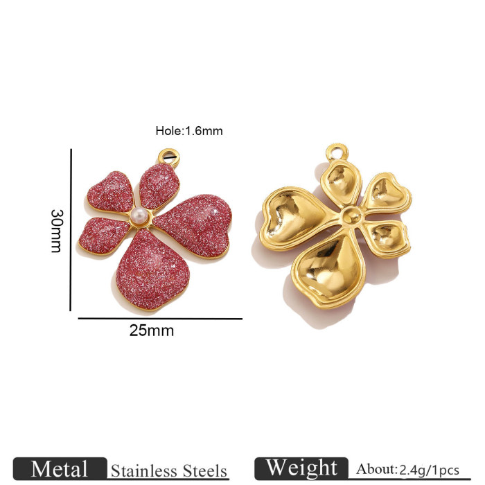 Heart Flower Stainless Steel Pendant Charm, for DIY Bracelet & Necklace Making Ideal Gift Wholesale
