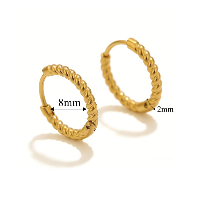 Twisted Rope Geometric Hollow-Out Stainless Steel Everyday Stud Earrings, for Women European Minimalist Versatile Wholesale