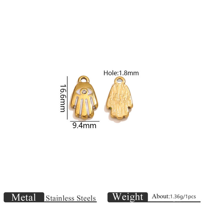 Eye Rhinestone Enamel Stainless Steel Pendant Charm, for DIY Bracelet & Necklace Making Niche Wholesale