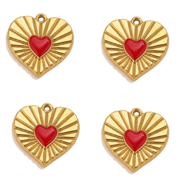 Heart Enamel Stainless Steel Pendant Charm, for DIY Bracelet & Necklace Making Vintage Wholesale Fashion Jewelry