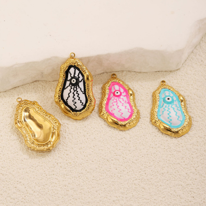 Evil Eye Enamel Stainless Steel Pendant Charm, for DIY Bracelet & Necklace Making Vintage Wholesale Fashion Jewelry