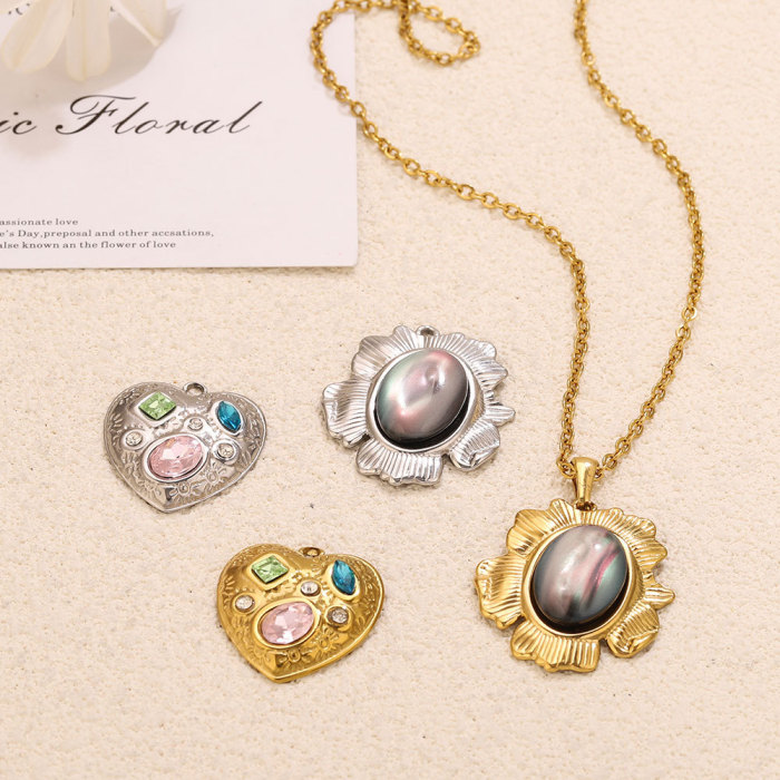 Sunflower Sun Heart Stainless Steel Pendant Charm, for DIY Necklace Making Vintage Niche Daily Wear and Gifts Wholesale