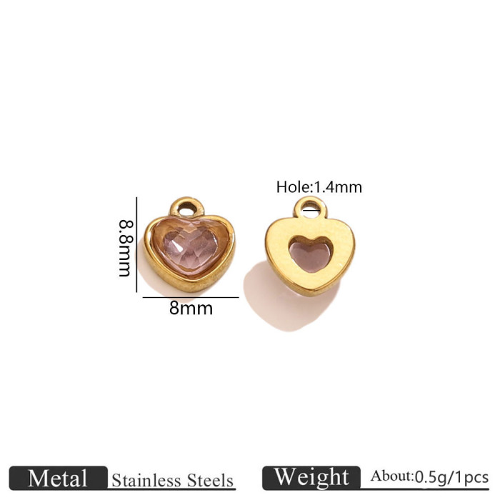 Heart Rhinestone Colorful Stainless Steel Pendant Charm, for DIY Earring & Bracelet & Necklace Making Ideal Gift Wholesale