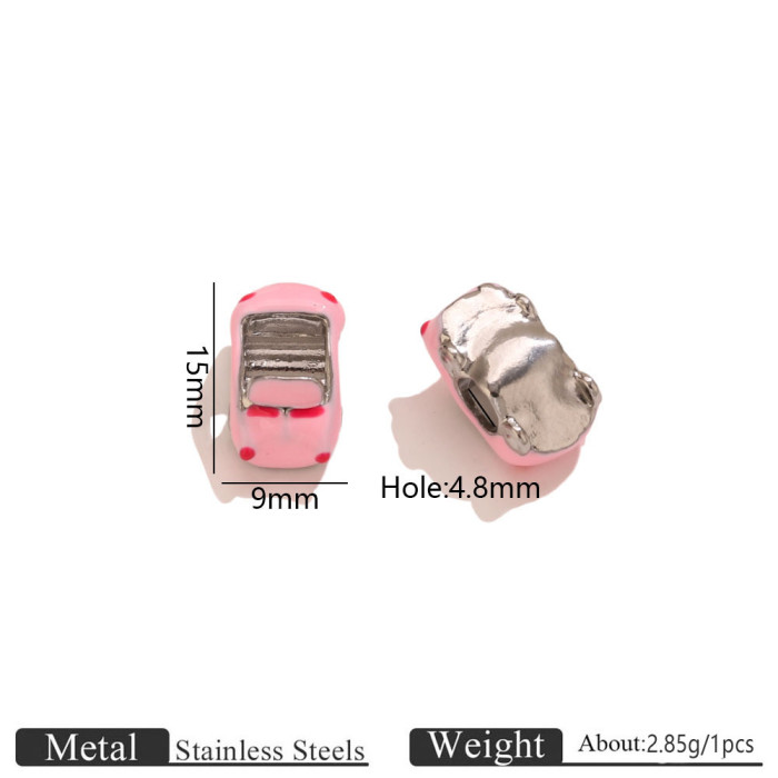 Cartoon Large Hole Enamel Stainless Steel Spacer Bead, for DIY Bracelet Making Niche Statement Wholesale Jewelry