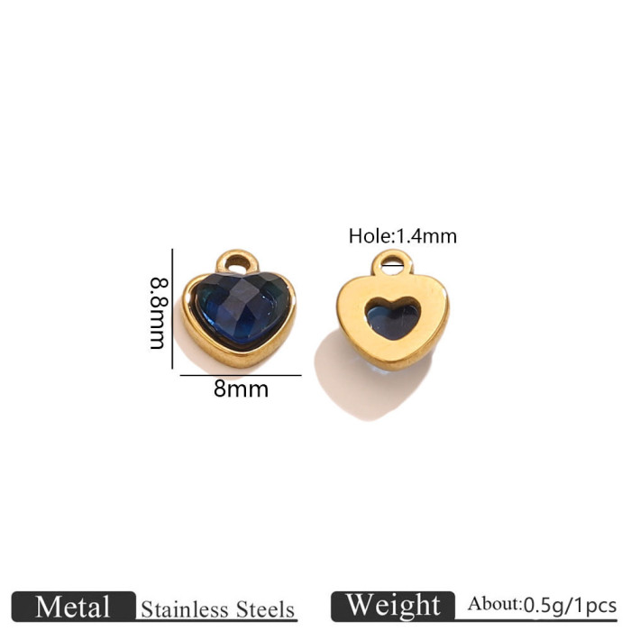Heart Rhinestone Colorful Stainless Steel Pendant Charm, for DIY Earring & Bracelet & Necklace Making Ideal Gift Wholesale