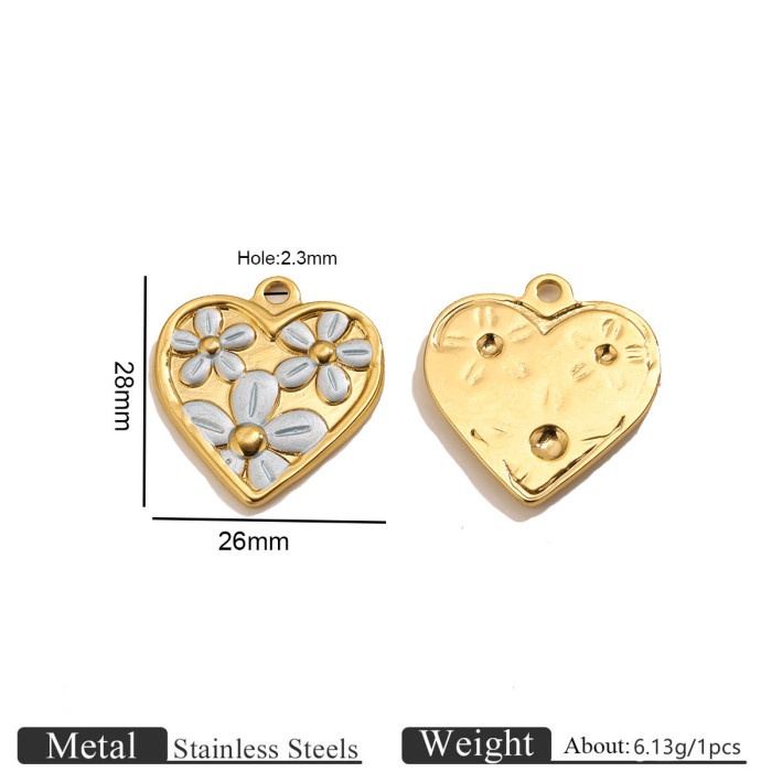 Heart Flower Enamel Stainless Steel Pendant Charm, for DIY Earring & Bracelet & Necklace Making Daily Wear and Gifts Wholesale