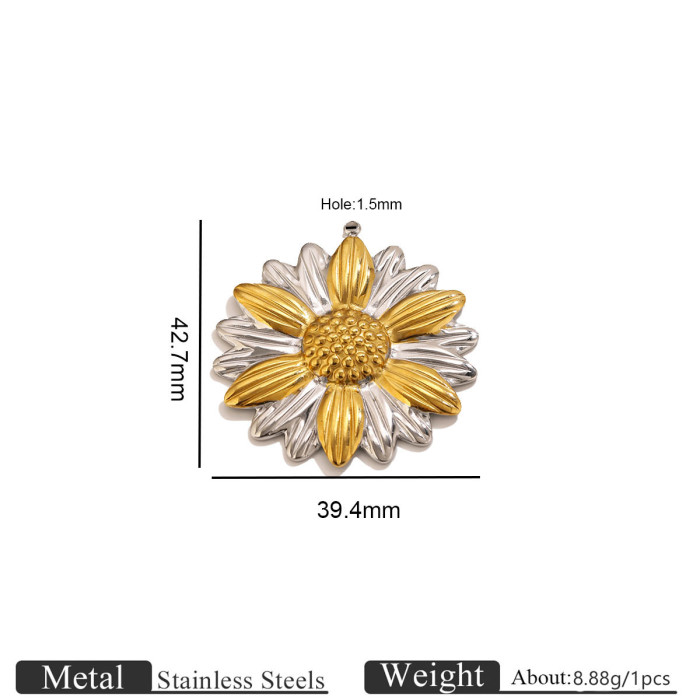 Sun Sunflower Stainless Steel Pendant Charm, for DIY Necklace Making Niche European Daily Wear and Gifts Wholesale