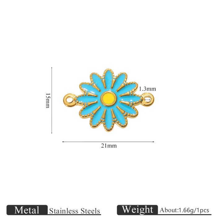 Flower Enamel Stainless Steel Pendant Charm, for DIY Earring & Bracelet & Necklace Making Wholesale