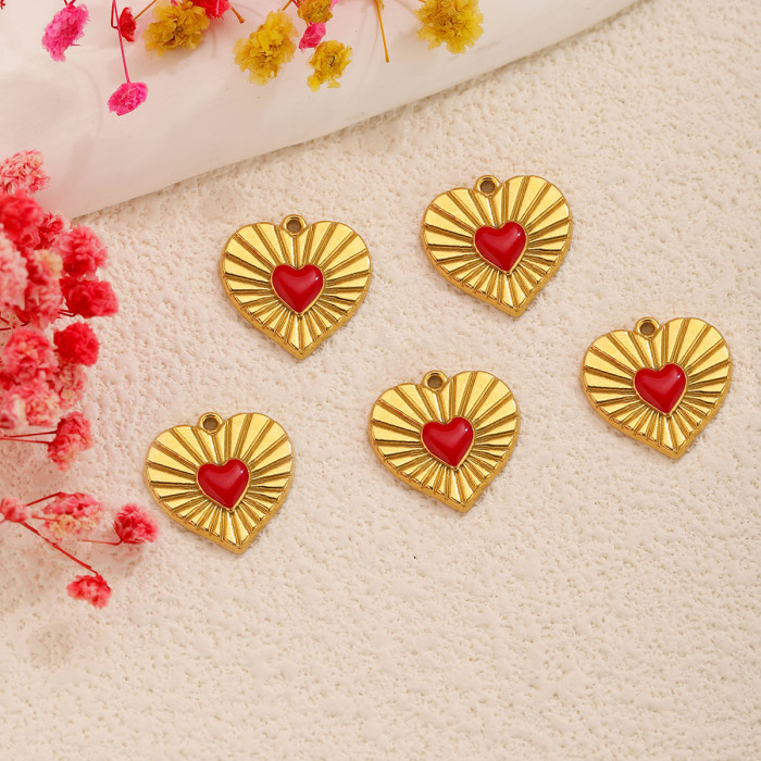 Heart Enamel Stainless Steel Pendant Charm, for DIY Bracelet & Necklace Making Vintage Wholesale Fashion Jewelry