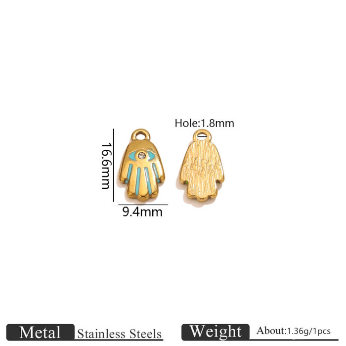 Eye Rhinestone Enamel Stainless Steel Pendant Charm, for DIY Bracelet & Necklace Making Niche Wholesale