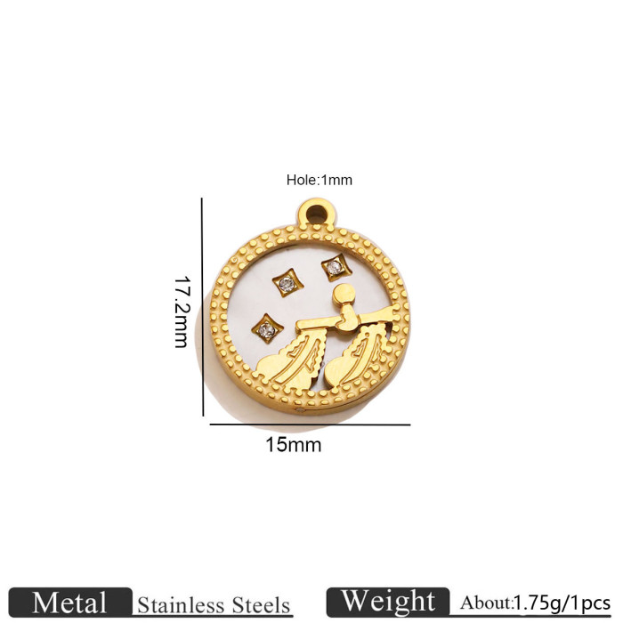 Zodiac Rhinestone Stainless Steel Pendant Charm, for DIY Bracelet & Necklace Making Wholesale Fashion Jewelry