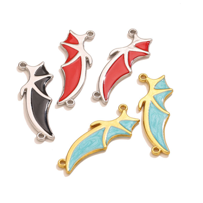 Wing Enamel Stainless Steel Pendant Charm, for DIY Bracelet & Necklace Making Wholesale Fashion Jewelry