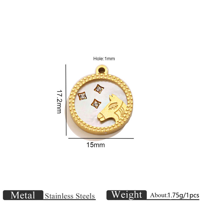 Zodiac Rhinestone Stainless Steel Pendant Charm, for DIY Bracelet & Necklace Making Wholesale Fashion Jewelry
