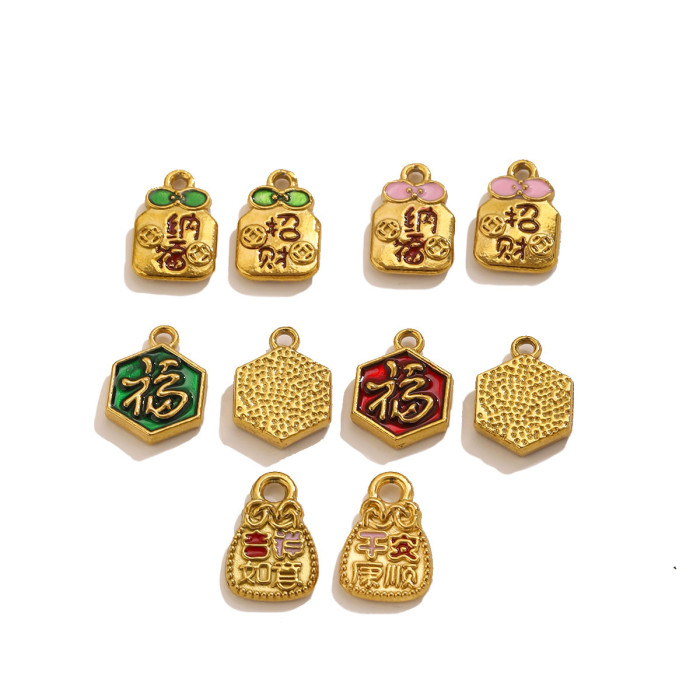 Lucky Bag Enamel Stainless Steel Pendant Charm, for DIY Bracelet & Necklace Making Wholesale Fashion Jewelry