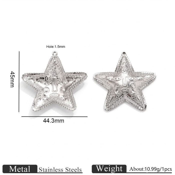Star Stainless Steel Pendant Charm, for DIY Bracelet & Necklace Making Daily Wear and Gifts Wholesale