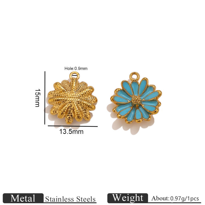 Flower Enamel Colorful Stainless Steel Pendant Charm, for DIY Bracelet & Necklace Making Wholesale Fashion Jewelry