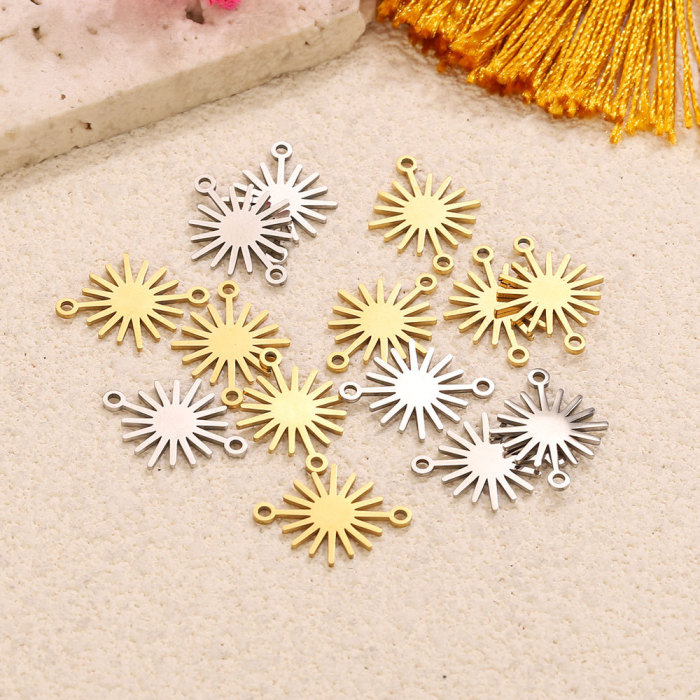 Sun Hollow-Out Stainless Steel Pendant Charm, for DIY Earring & Bracelet & Necklace Making Daily Wear and Gifts Wholesale