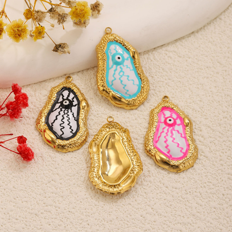 Evil Eye Enamel Stainless Steel Pendant Charm, for DIY Bracelet & Necklace Making Vintage Wholesale Fashion Jewelry