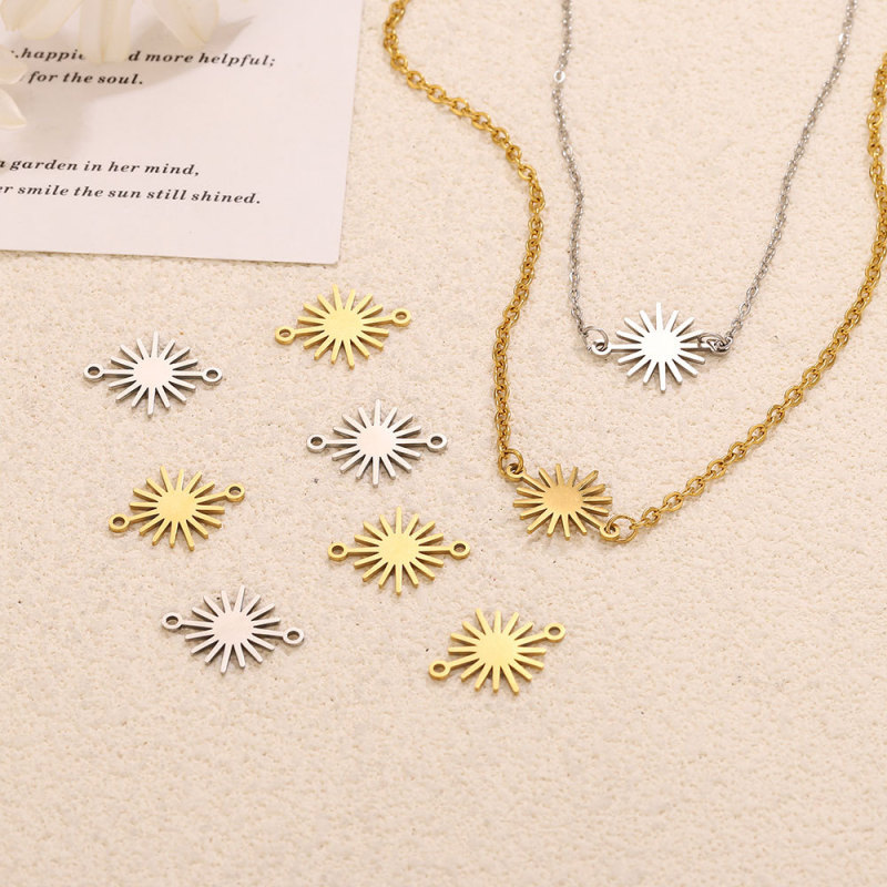 Sun Hollow-Out Stainless Steel Pendant Charm, for DIY Earring & Bracelet & Necklace Making Daily Wear and Gifts Wholesale