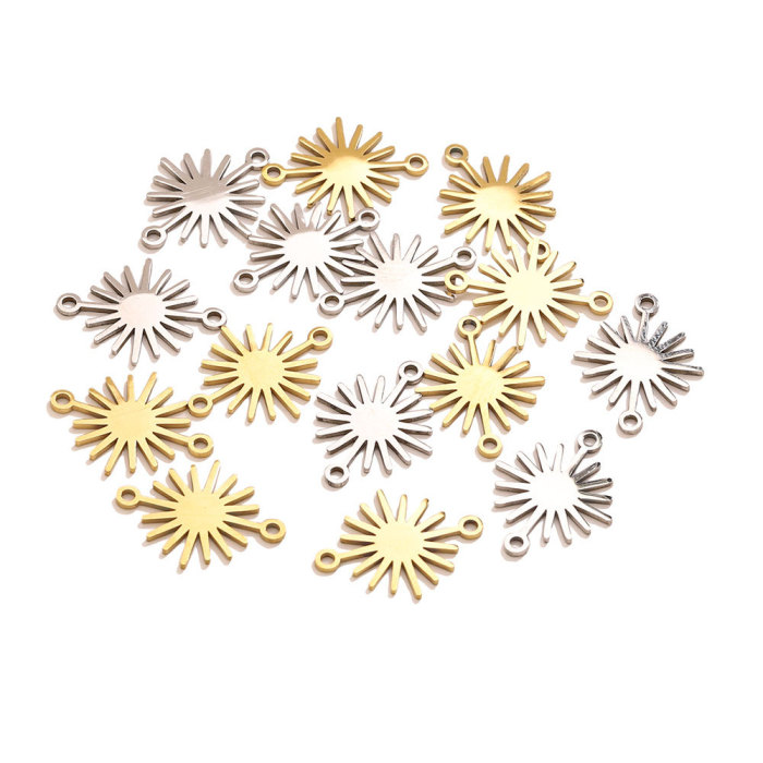 Sun Hollow-Out Stainless Steel Pendant Charm, for DIY Earring & Bracelet & Necklace Making Daily Wear and Gifts Wholesale