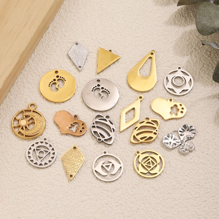 Geometric Hollow-Out Stainless Steel Pendant Charm, for DIY Earring & Necklace Making Wholesale Jewelry