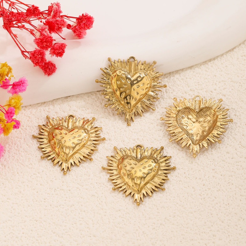 Heart Stainless Steel Pendant Charm, for DIY Earring & Necklace Making Vintage Wholesale Jewelry