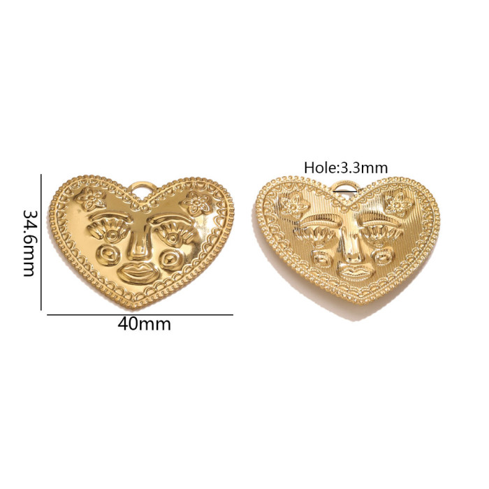 Evil Eye Heart Sun Stainless Steel Pendant Charm, for DIY Necklace Making Vintage European Wholesale