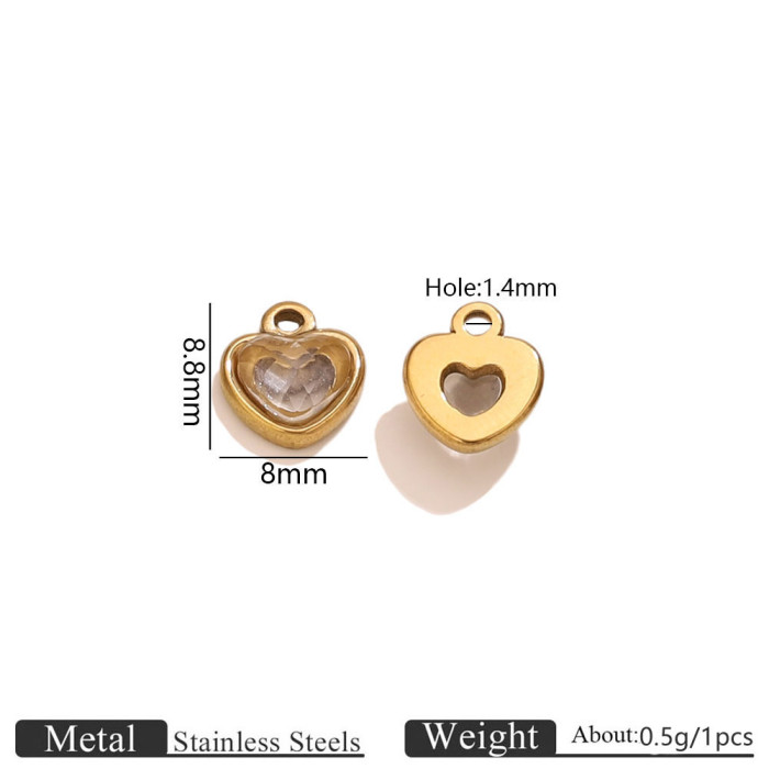 Heart Rhinestone Colorful Stainless Steel Pendant Charm, for DIY Earring & Bracelet & Necklace Making Ideal Gift Wholesale