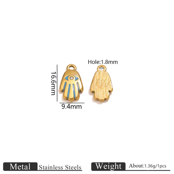 Eye Rhinestone Enamel Stainless Steel Pendant Charm, for DIY Bracelet & Necklace Making Niche Wholesale