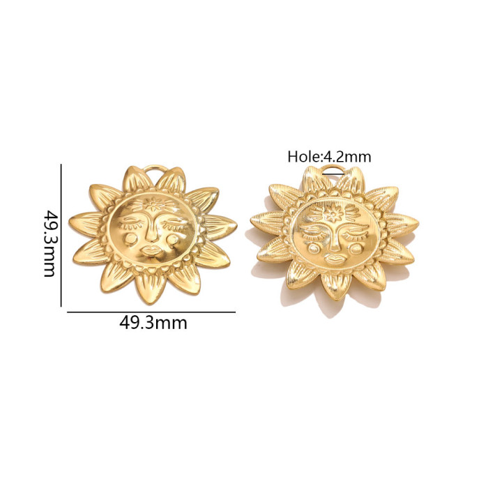 Evil Eye Heart Sun Stainless Steel Pendant Charm, for DIY Necklace Making Vintage European Wholesale