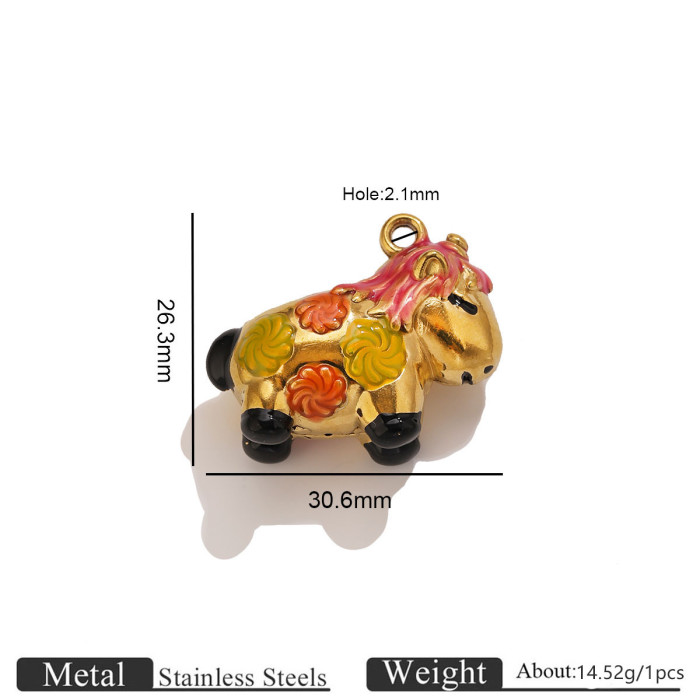 Cartoon Enamel Stainless Steel Pendant Charm, for DIY Necklace Making Vintage Wholesale Fashion Jewelry