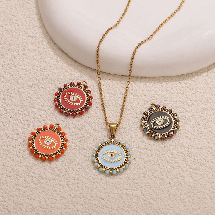 Evil Eye Stainless Steel Pendant Charm, for DIY Bracelet & Necklace Making Vintage Wholesale Fashion Jewelry