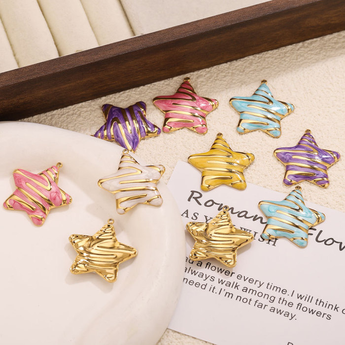Star Enamel Stainless Steel Jewelry Finding, for DIY Earring & Bracelet & Necklace Making Versatile Wholesale Jewelry