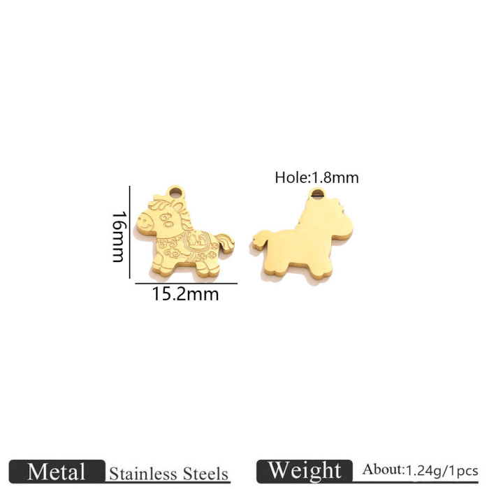 Horse Head Enamel Rhinestone Stainless Steel Pendant Charm, for DIY Necklace Making Wholesale Jewelry
