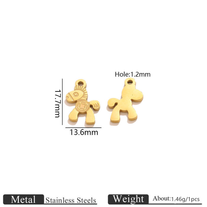 Horse Head Enamel Rhinestone Stainless Steel Pendant Charm, for DIY Necklace Making Wholesale Jewelry
