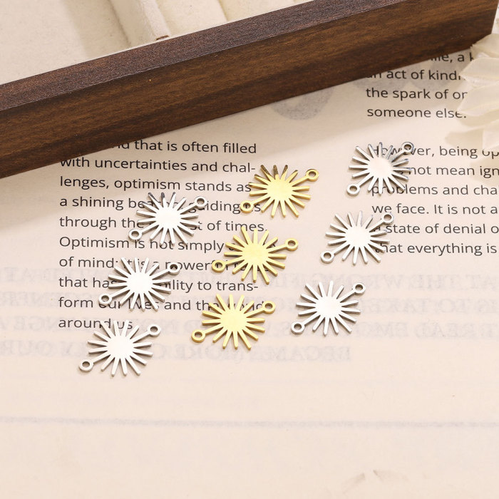 Sun Hollow-Out Stainless Steel Pendant Charm, for DIY Earring & Bracelet & Necklace Making Daily Wear and Gifts Wholesale
