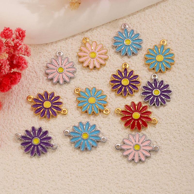 Flower Enamel Stainless Steel Pendant Charm, for DIY Earring & Bracelet & Necklace Making Wholesale