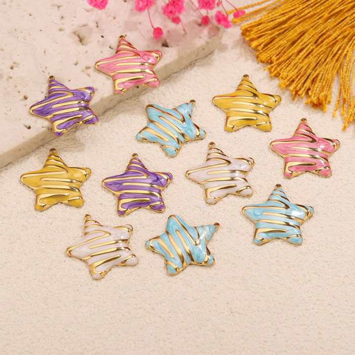 Star Enamel Stainless Steel Jewelry Finding, for DIY Earring & Bracelet & Necklace Making Versatile Wholesale Jewelry