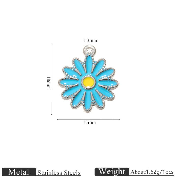 Flower Enamel Stainless Steel Pendant Charm, for DIY Earring & Bracelet & Necklace Making Wholesale