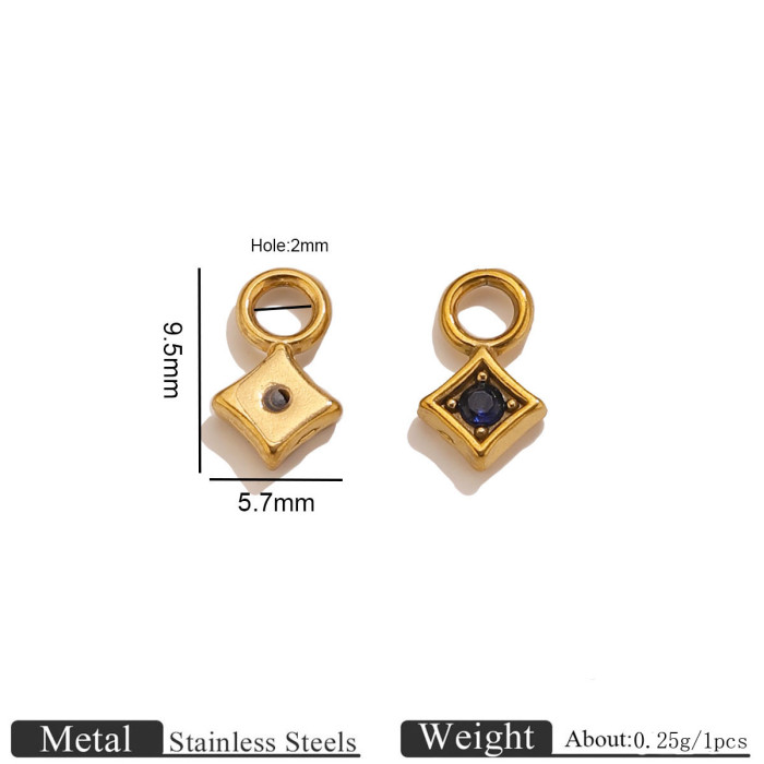 Square Colorful Rhinestone Stainless Steel Pendant Charm, for DIY Bracelet & Necklace Making Ideal Gift Wholesale