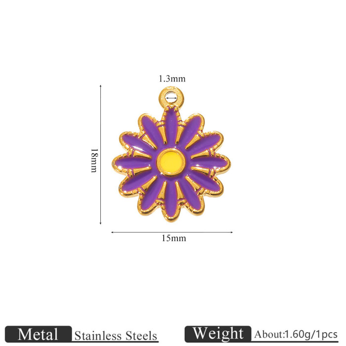 Flower Enamel Stainless Steel Pendant Charm, for DIY Earring & Bracelet & Necklace Making Wholesale
