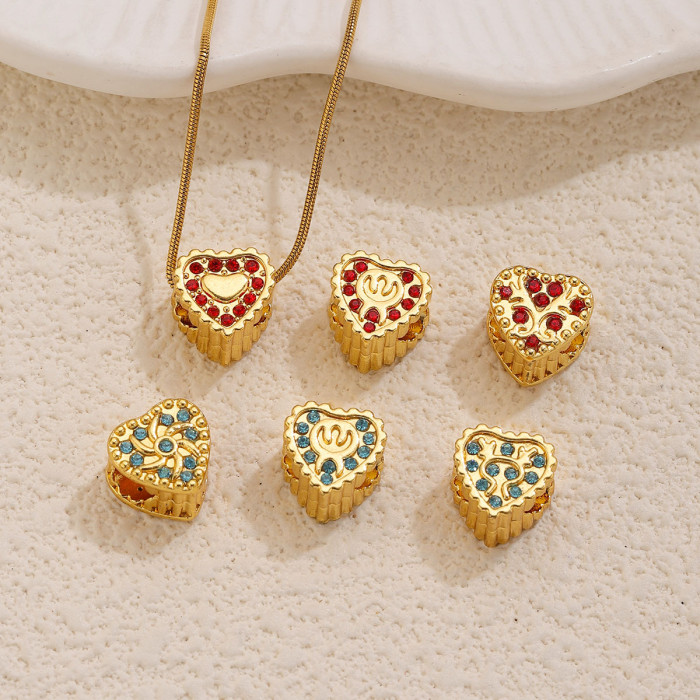 Heart Rhinestone Stainless Steel Spacer Bead, for DIY Bracelet & Necklace Making Daily Wear and Gifts Wholesale